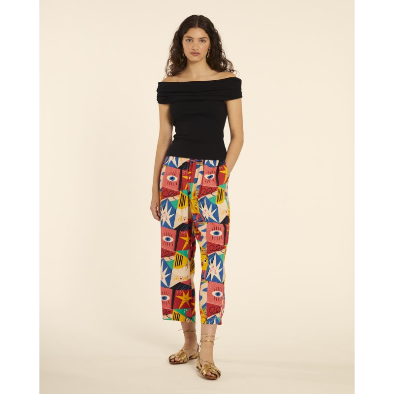 Top cuello bardot negro