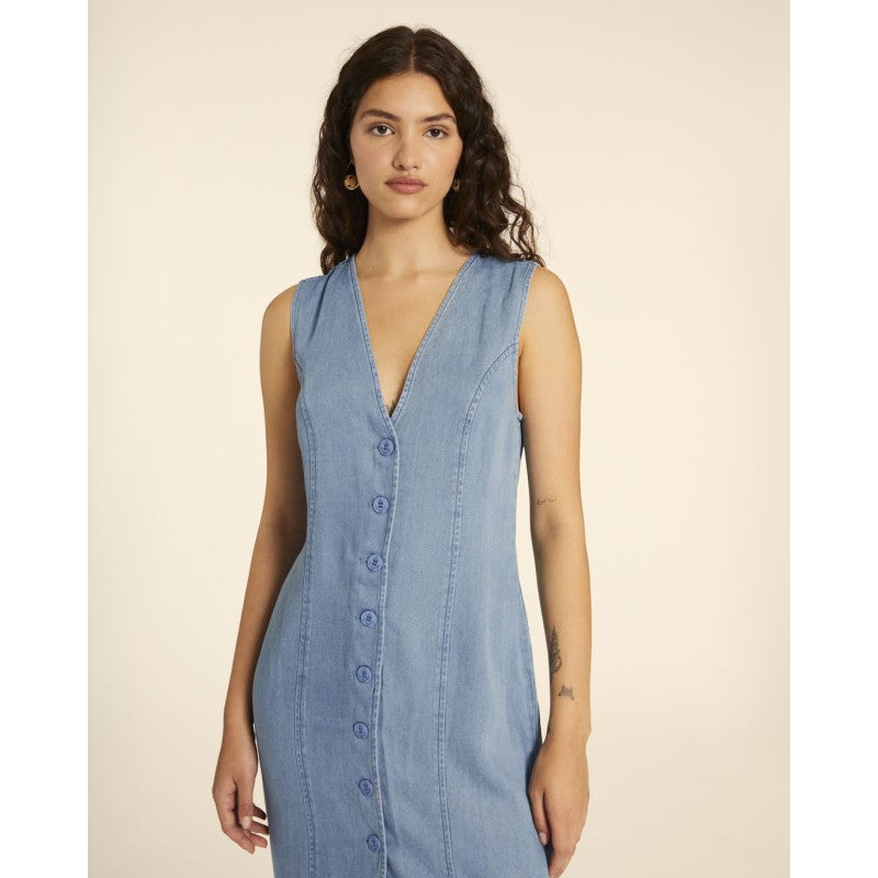 Vestido midi abotonado denim