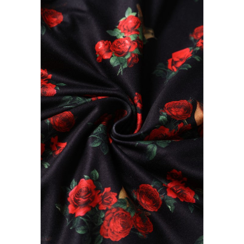 Vestido Claudia con Rosas Rojas y Pajaros