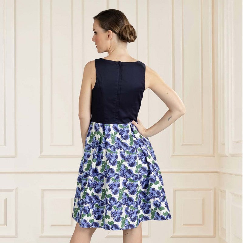 Vestido Jackie plisado azul