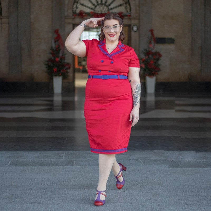 Vestido tubo Regina Rojo y azul