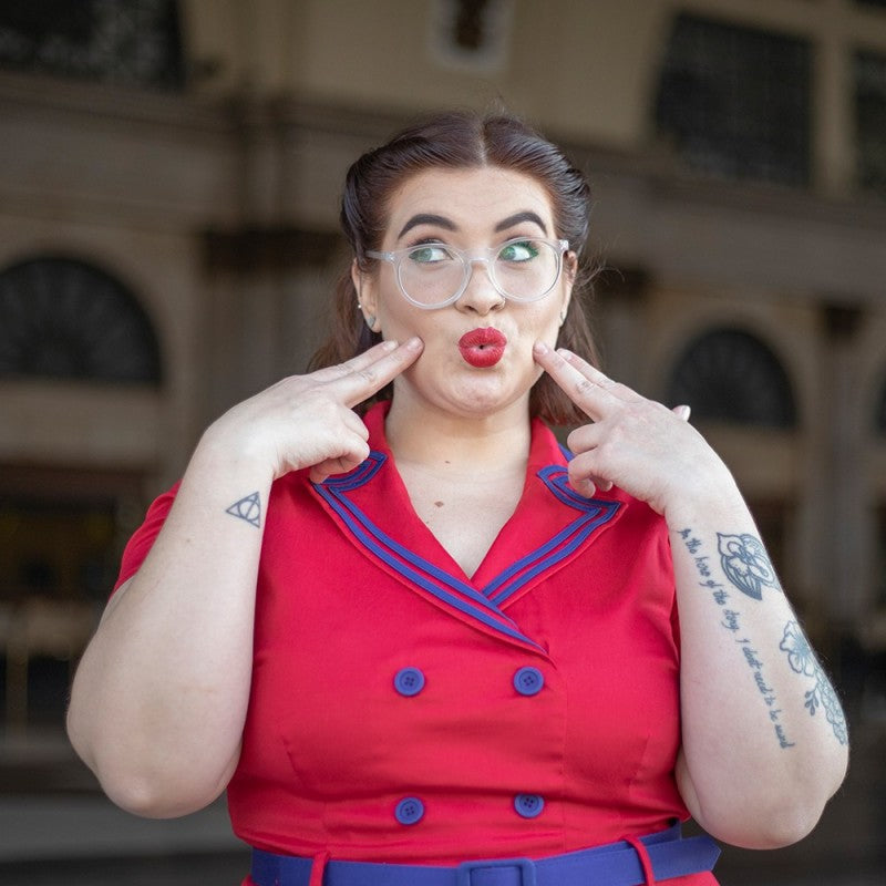 Vestido tubo Regina Rojo y azul