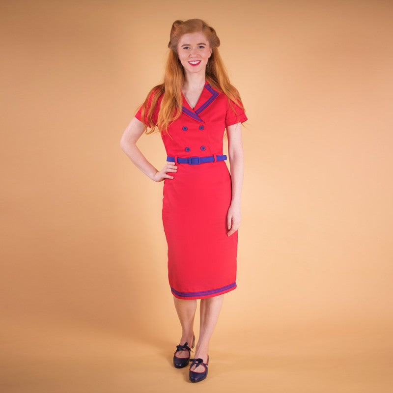 Vestido tubo Regina Rojo y azul