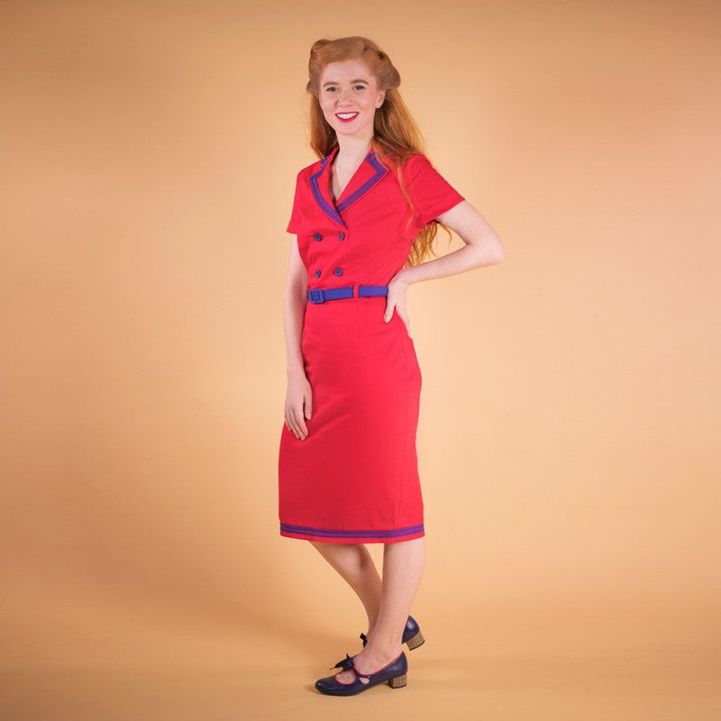 Vestido tubo Regina Rojo y azul