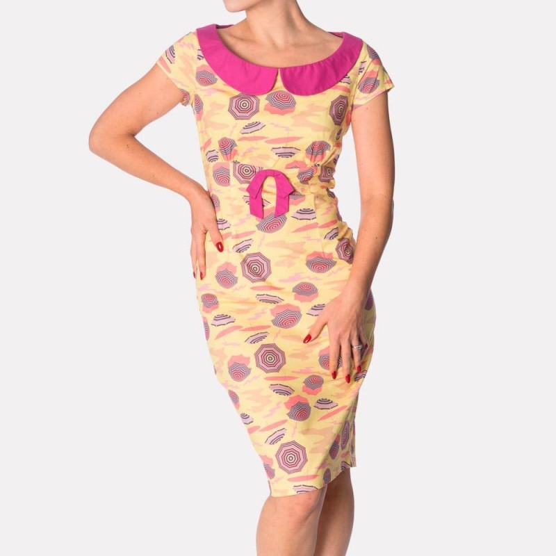 Vestido de tubo con estampado de parasoles