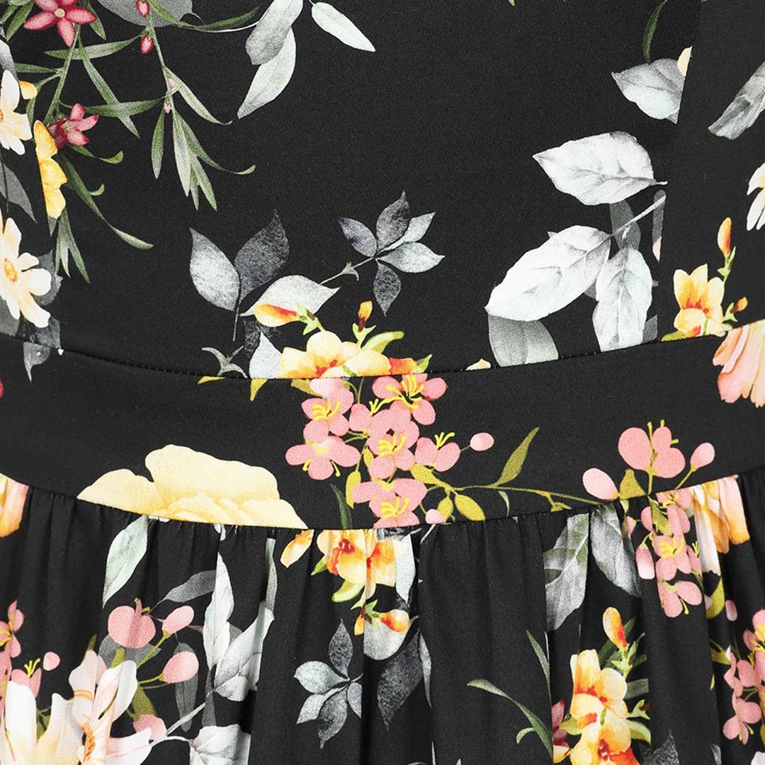 Black floral deals swing dress