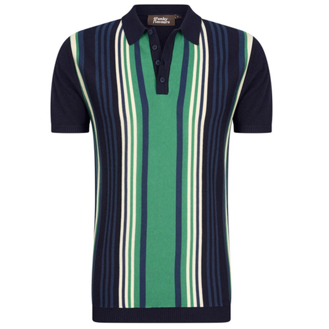 Green and white on sale vertical striped polo shirt