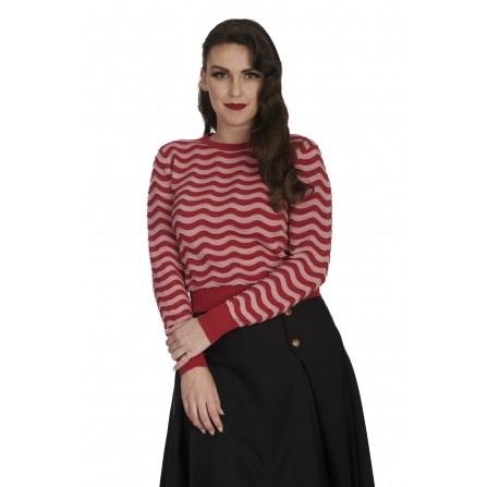 Pull en Maille Rayé Rouge Doux