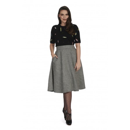 Florence Houndstooth Swing Skirt