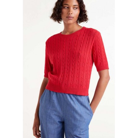 Pull en maille rouge