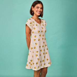 Vestido Corto Luanco Flores Amarillas