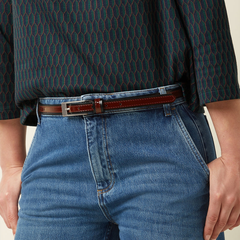 Cabernet red leather belt