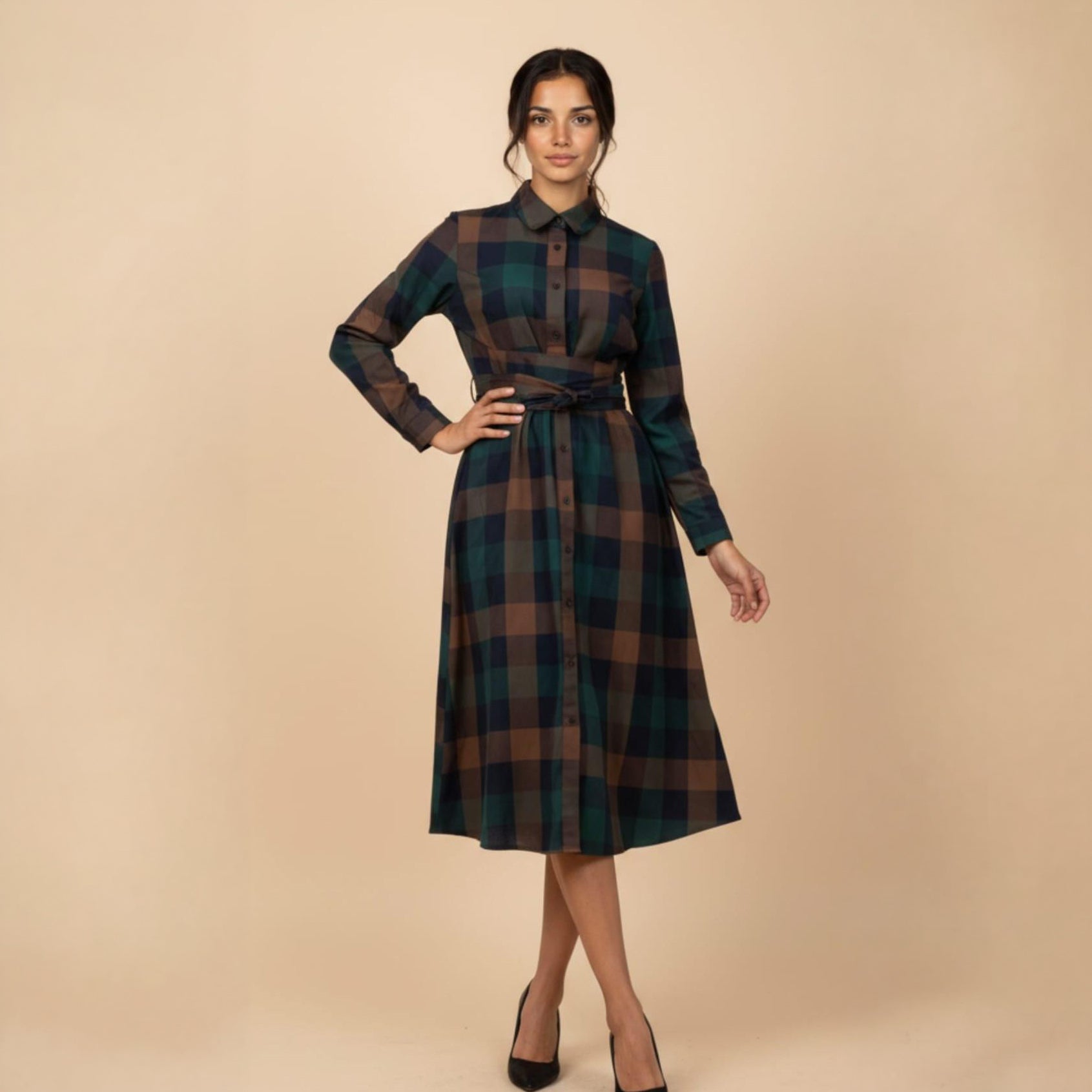 Vestido Utrecht Cuadros Azul