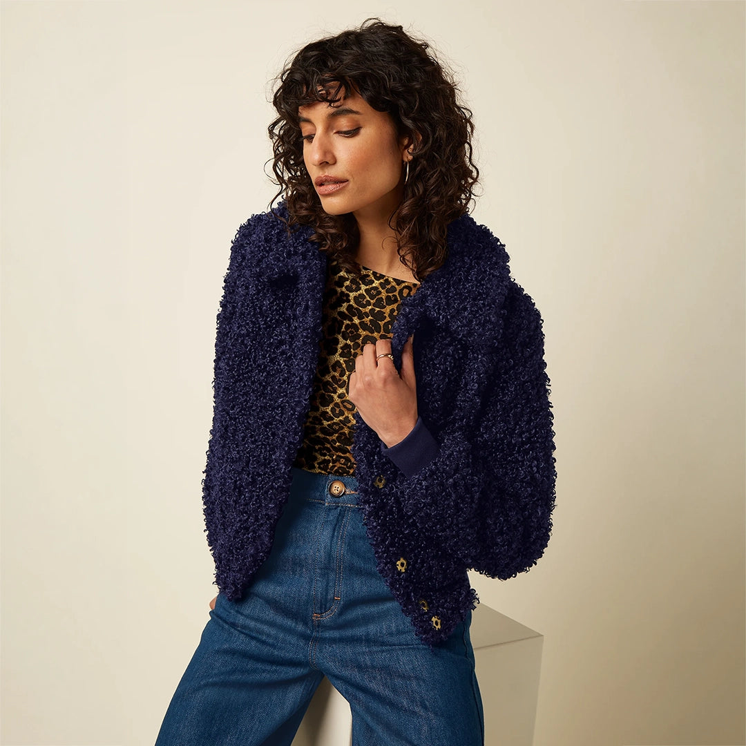 Chaqueta Isa con cuello de pelo Basil