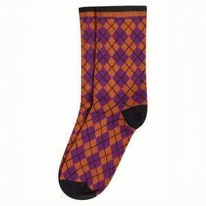 Calcetines Argyle Morado y Naranja