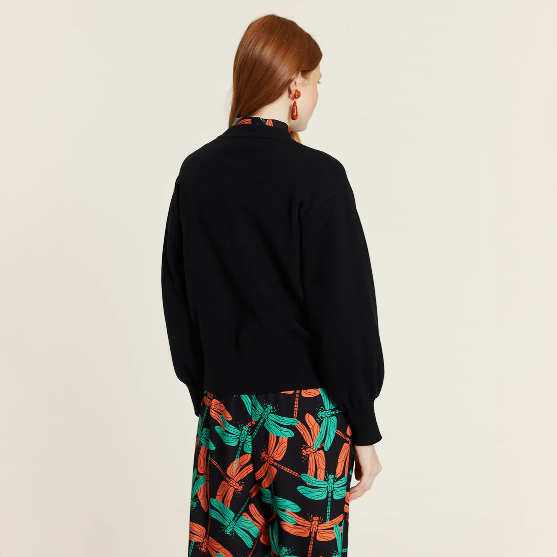 Black heart-buttoned cardigan