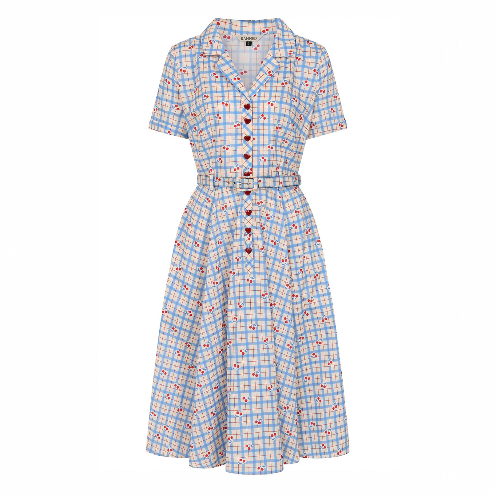 Vestido Blue Bella Cherry Check