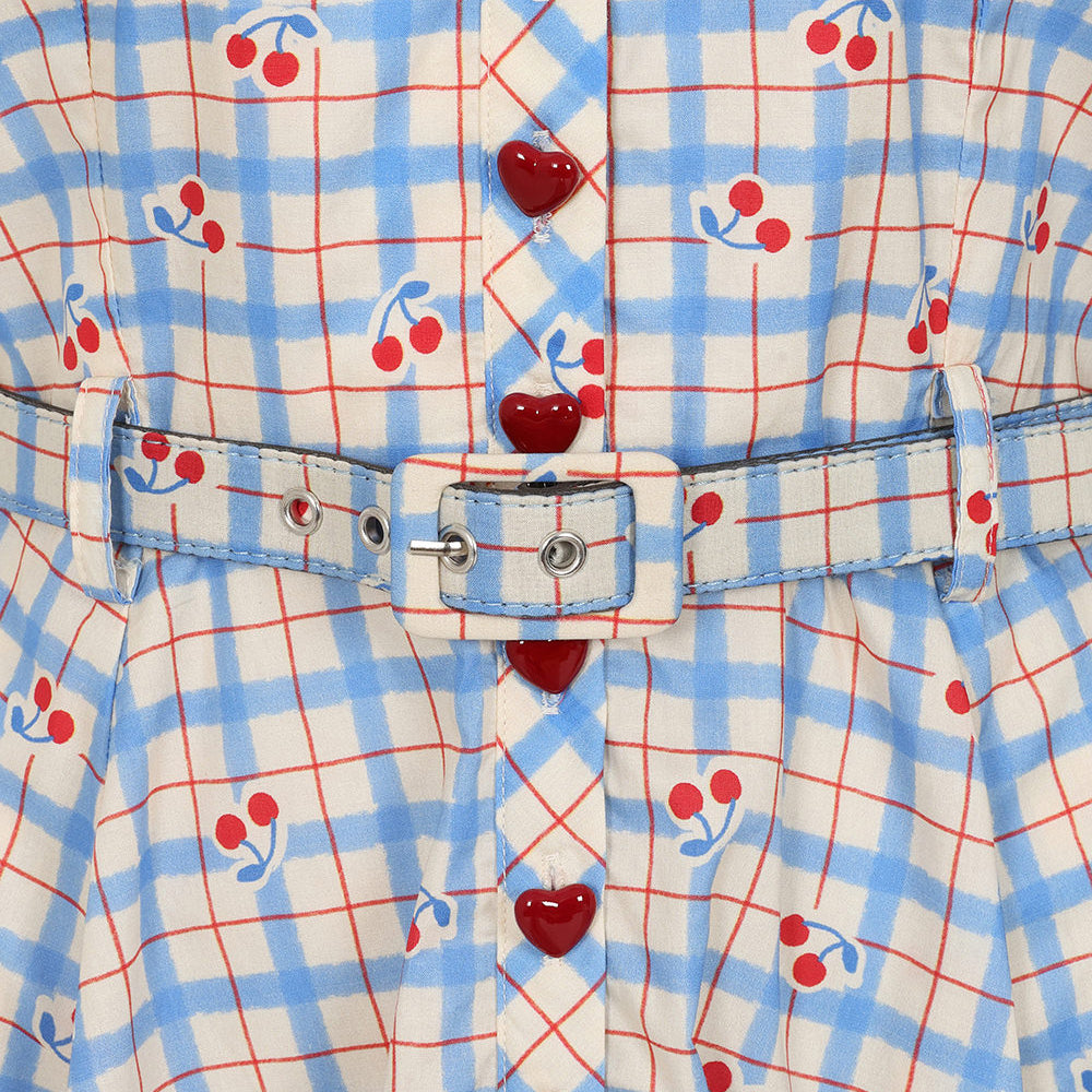 Vestido Blue Bella Cherry Check