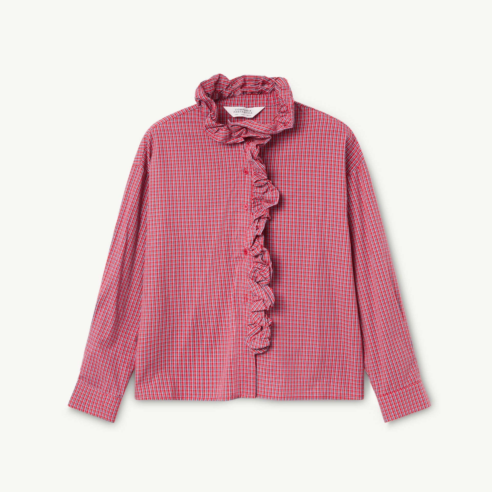 Camisa de algodón con estampado vichy rojo
