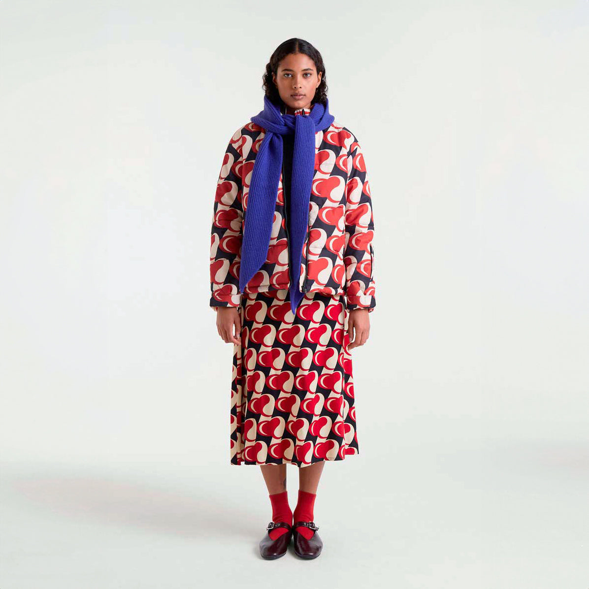 Falda midi con estampado Heart Attack