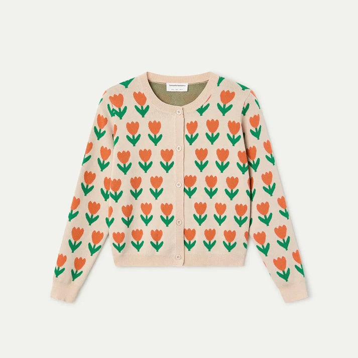 Cárdigan punto con estampado Orange Tulip