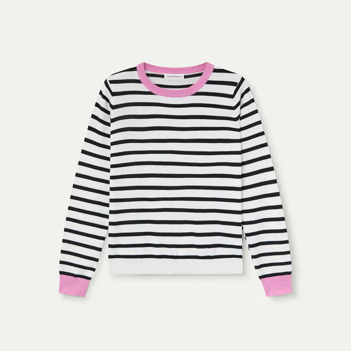 Jersey de punto con estampado de rayas blanco y negro