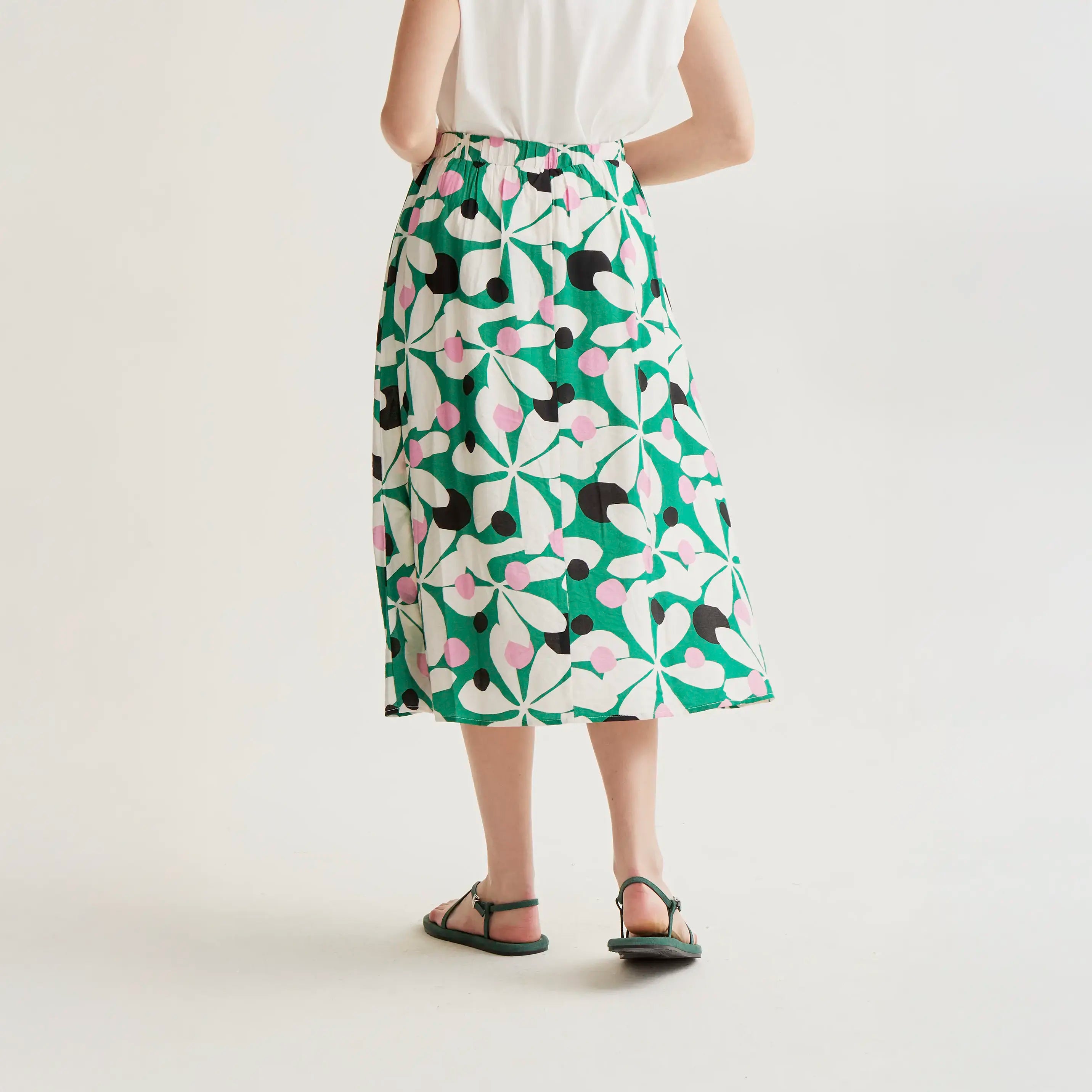Falda midi con estampado Hosta