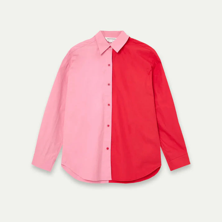Camisa bicolor rosa y rojo