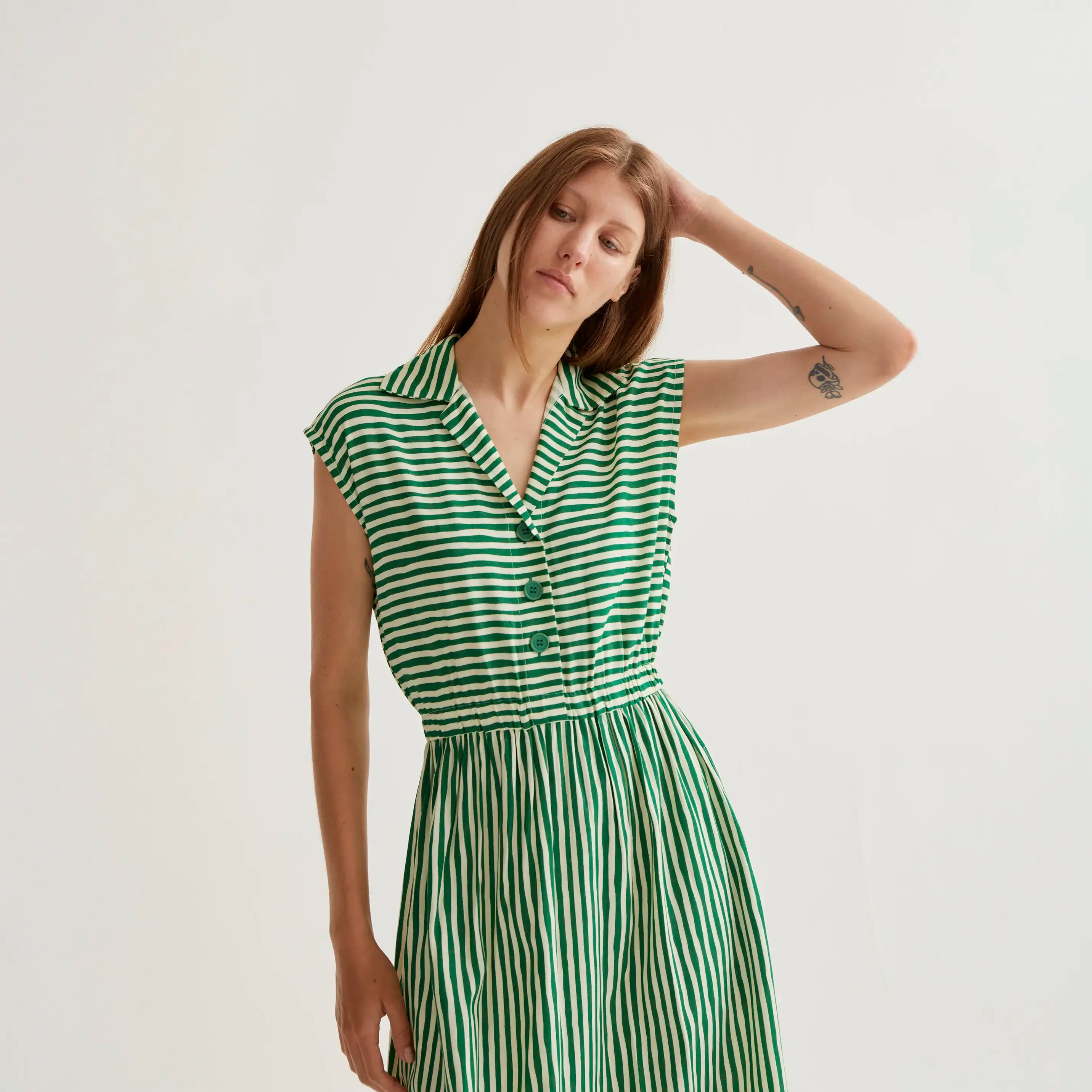 Lavagna Green print midi dress