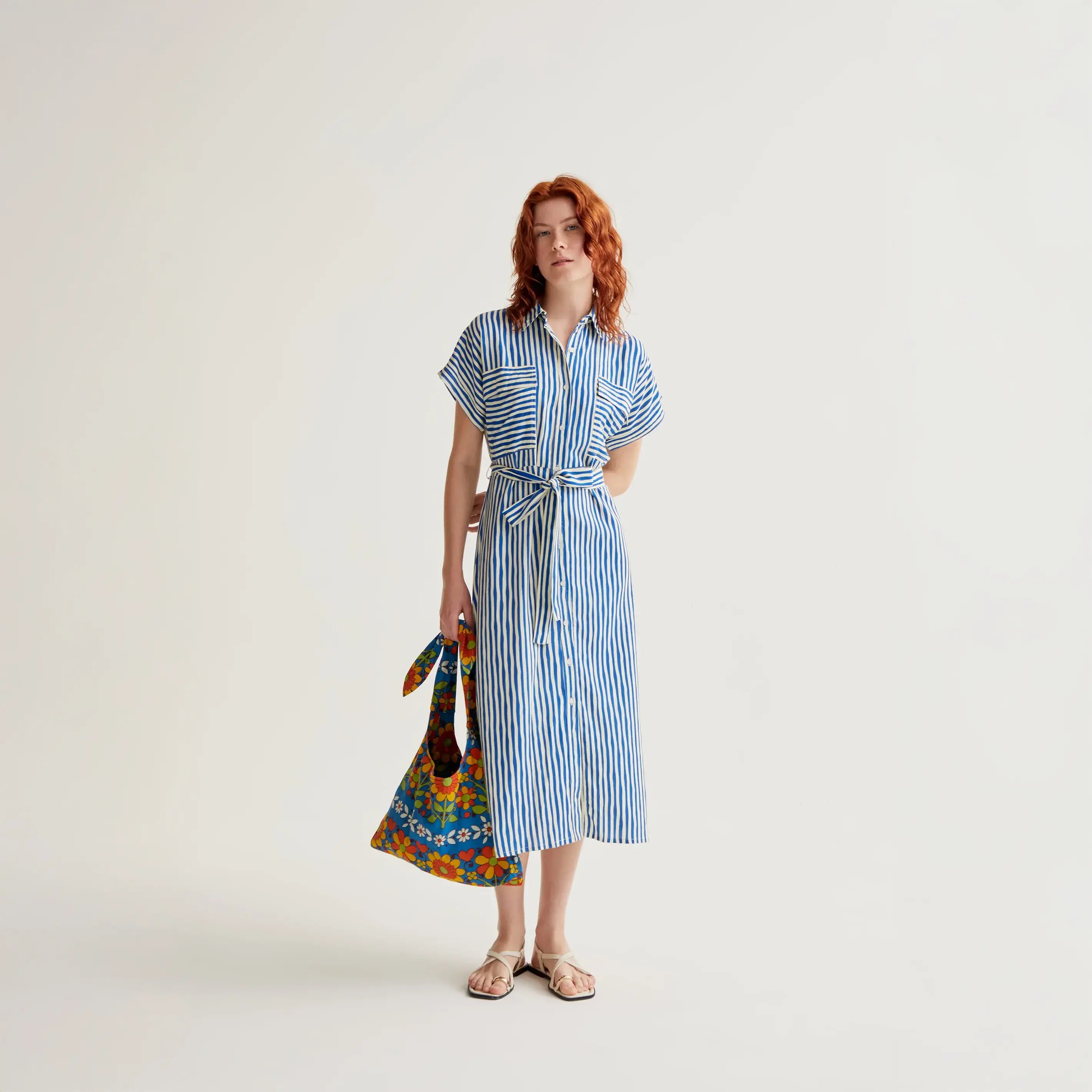 Vestido midi con estampado Lavagna Blue