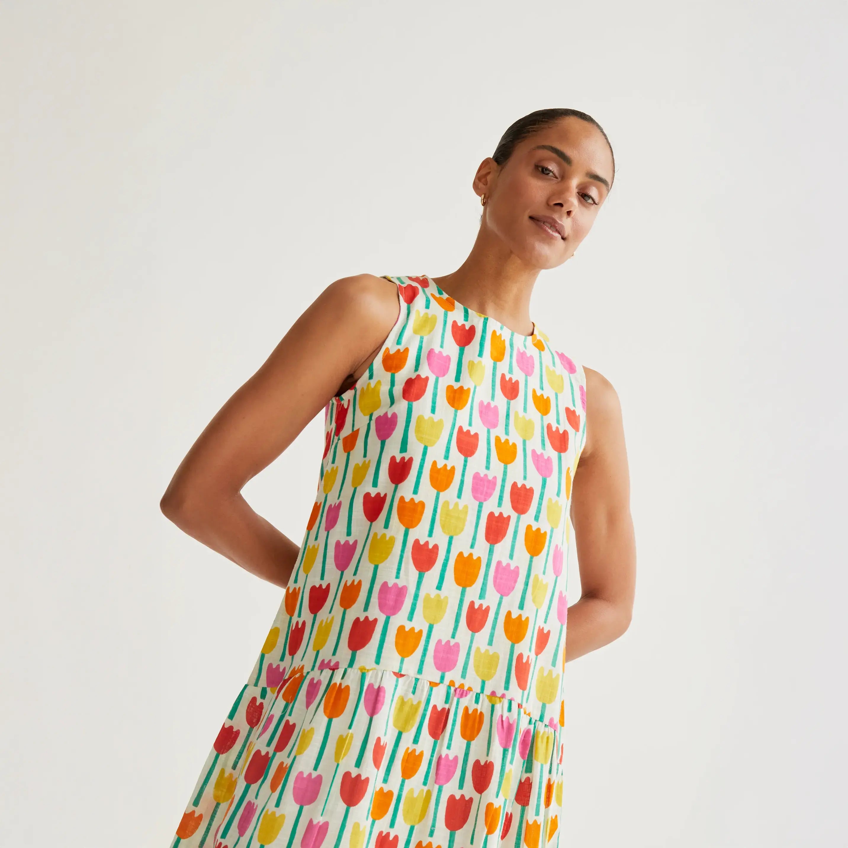 Vestido corto con estampado Tulipa