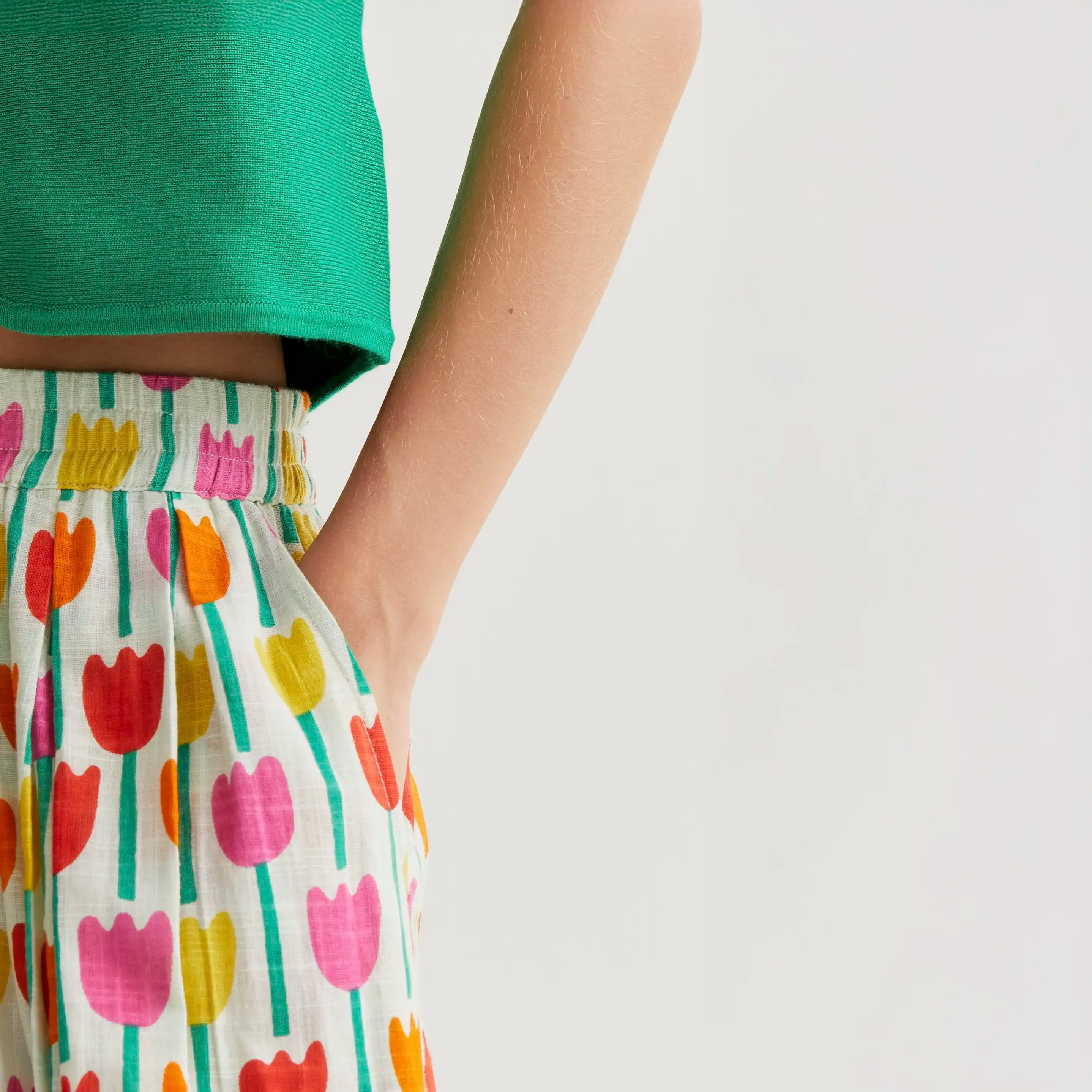 Falda midi con estampado Tulipa