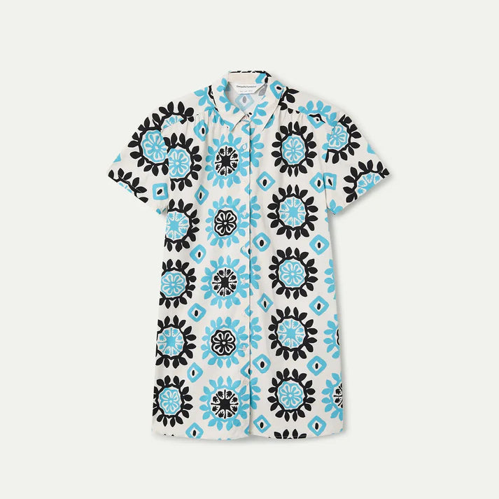 Waterfall print short dress