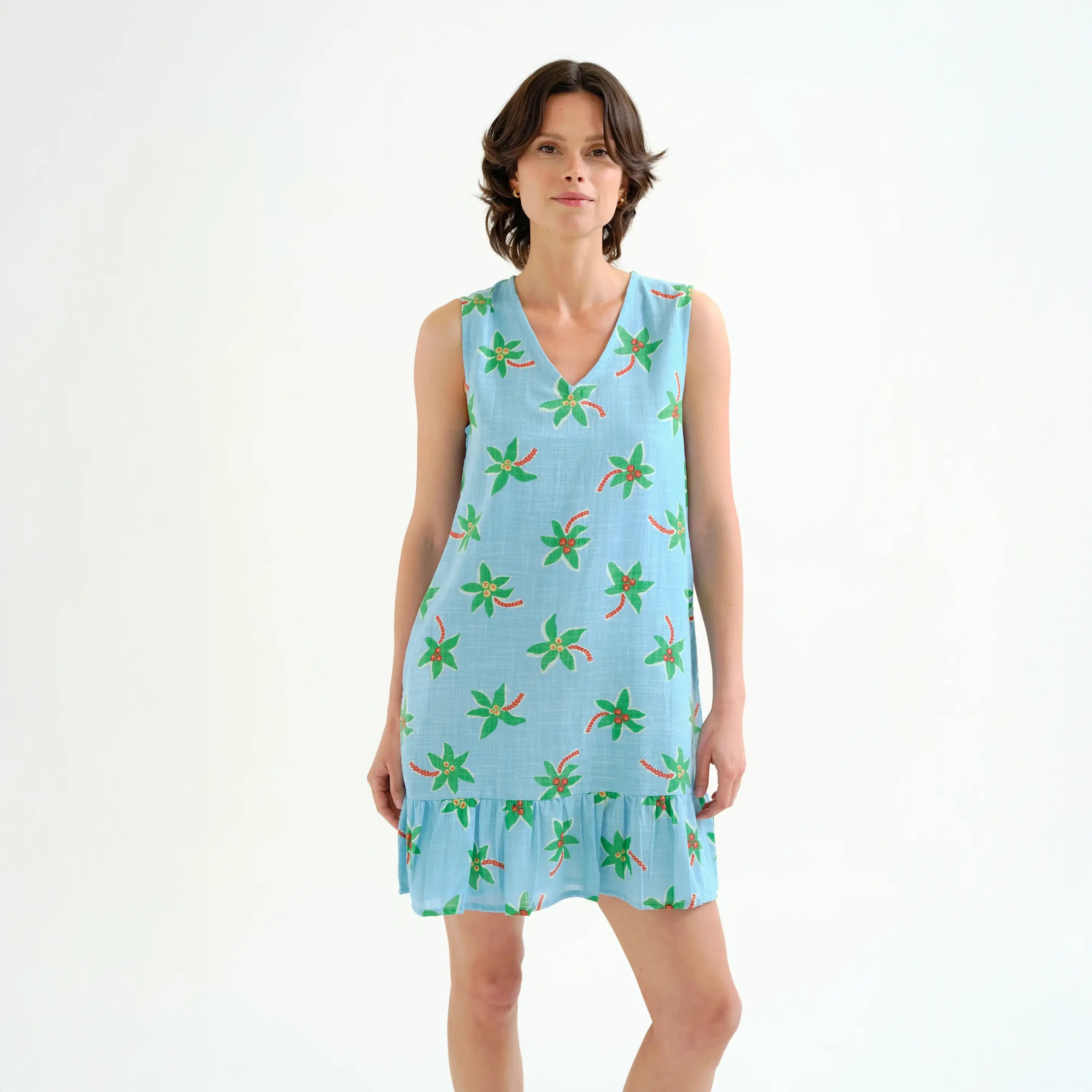 Vestido corto con estampado Cocotero Small