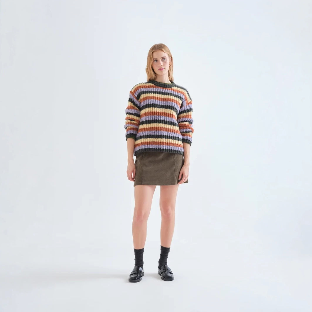 Jersey de Punto Rizado a Rayas Multicolor