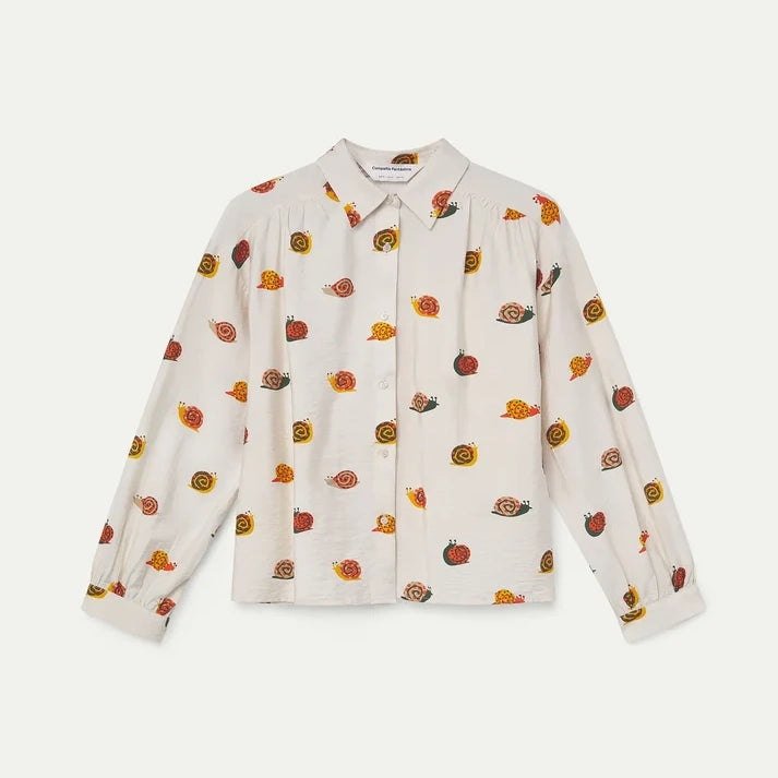 Camisa Fluida con Estampado de Caracoles