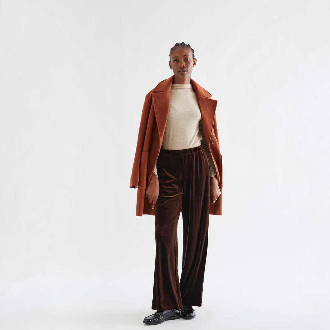 Pantalón de Terciopelo Marrón Chocolate Pernera Ancha