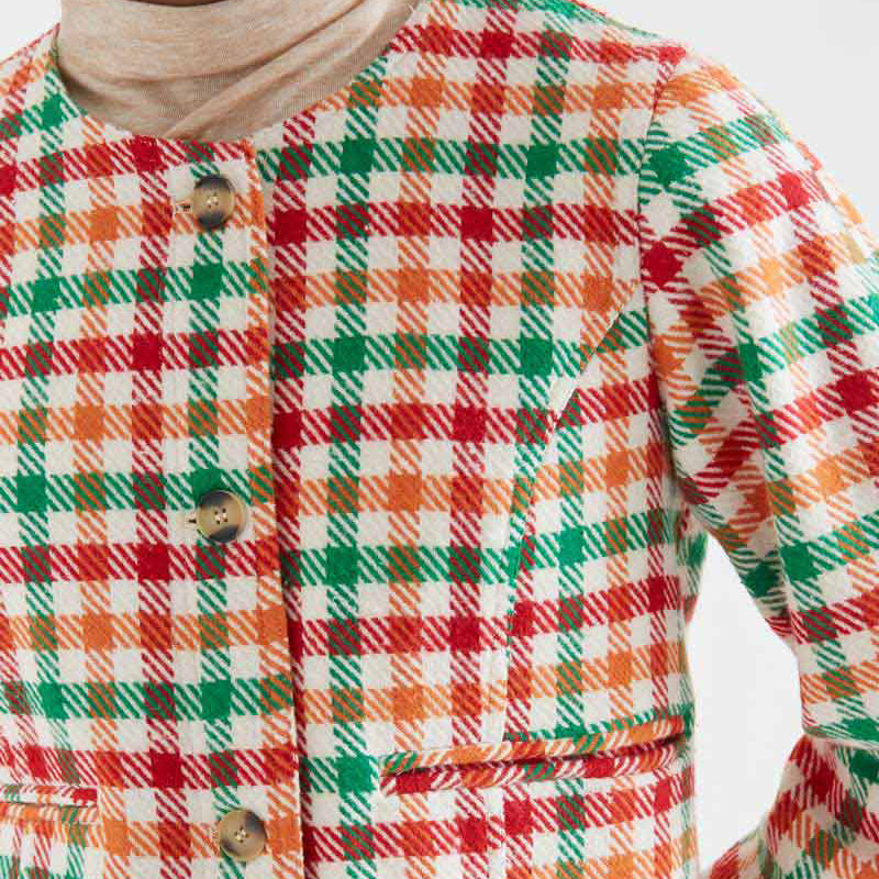 Chaqueta Corta de Tweed con Cuadros Multicolor