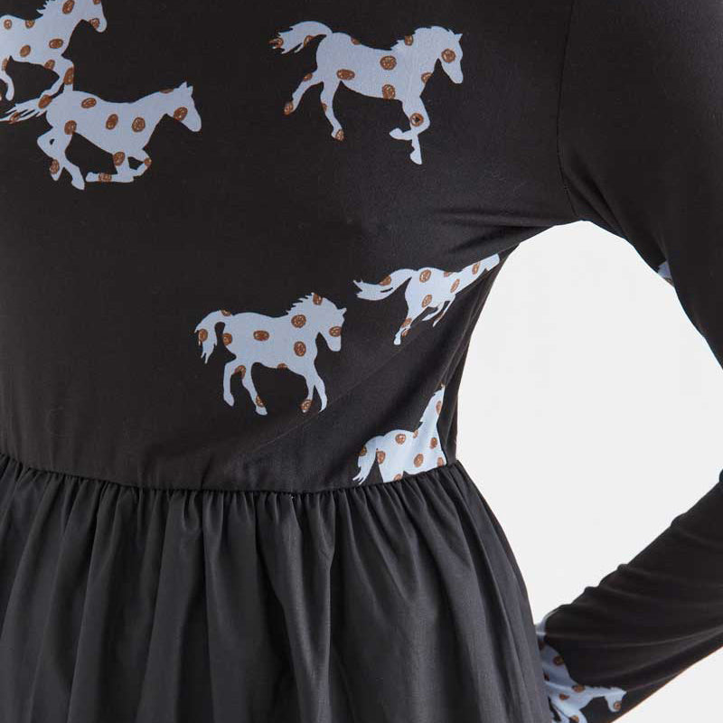 Vestido Midi Combinado de Algodón Estampado Horse