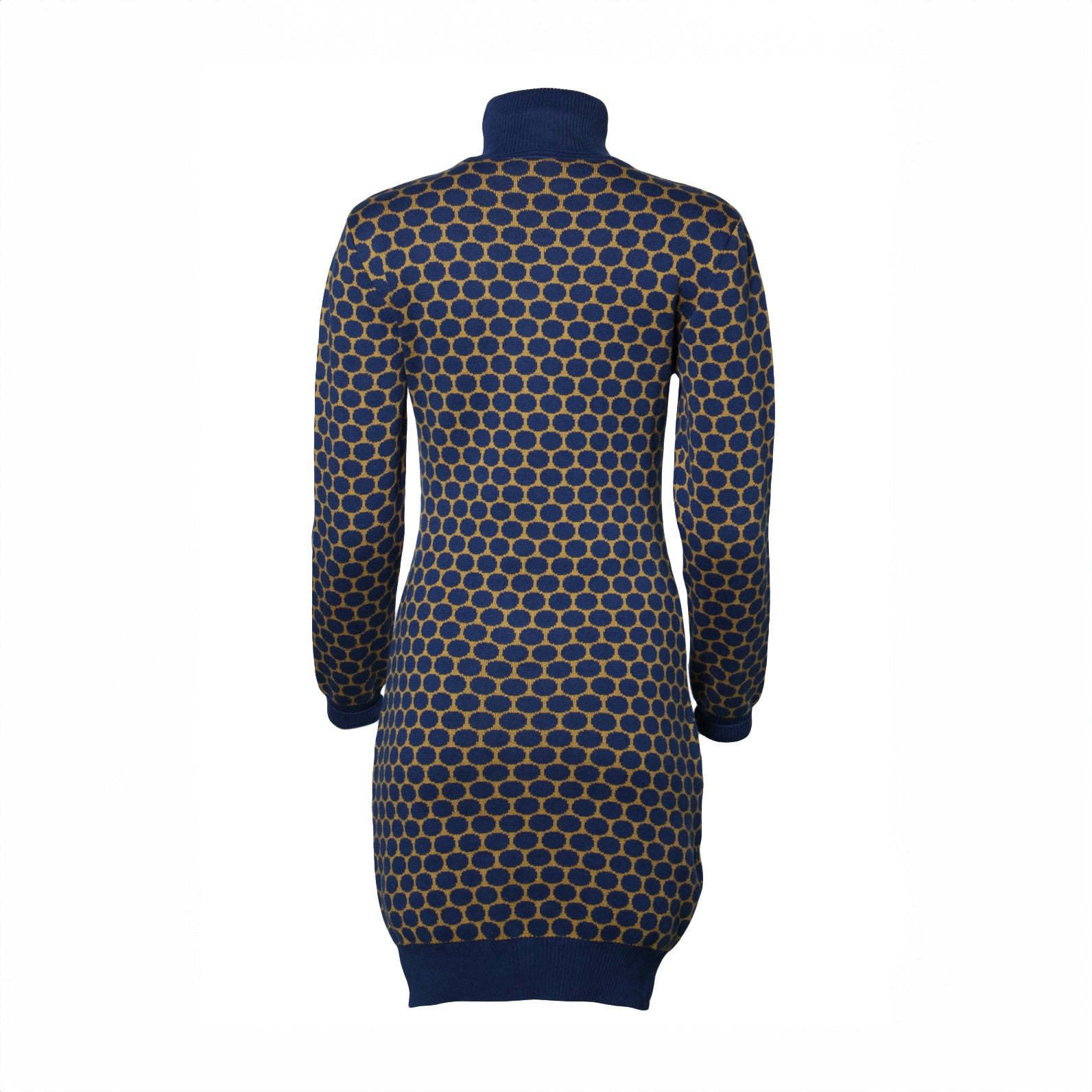 Vestido de punto cuello alto Polka Navy