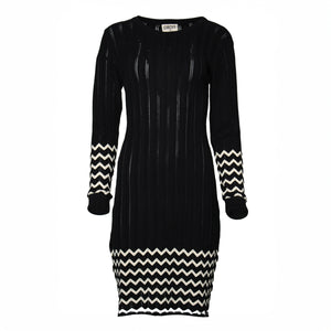 Vestido Weavy negro y beige