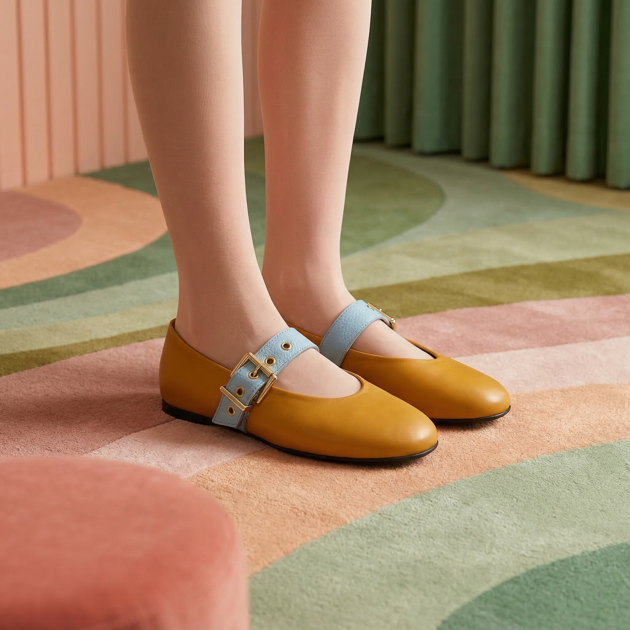 Nina oro y azul cielo