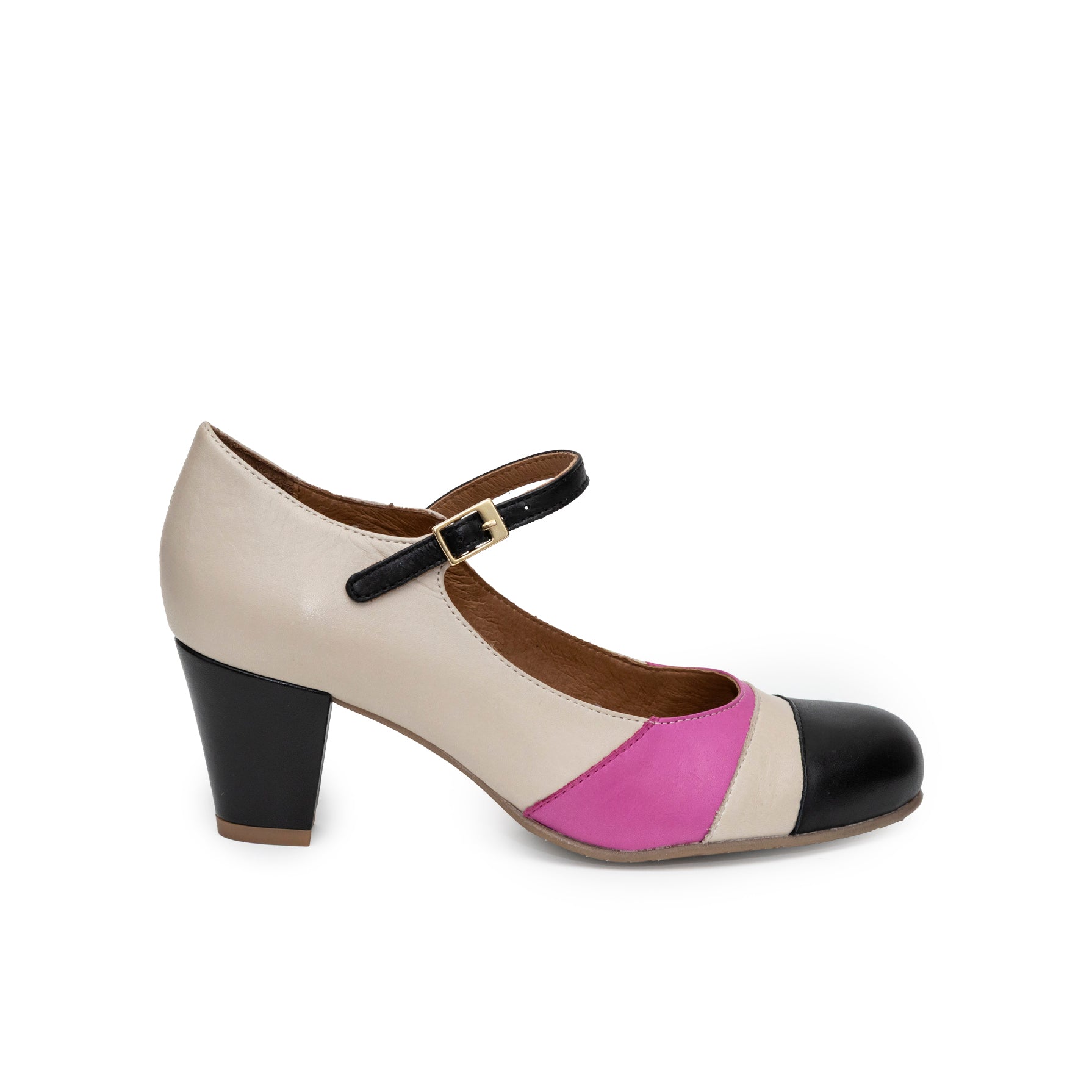 Linda negro crema y fucsia