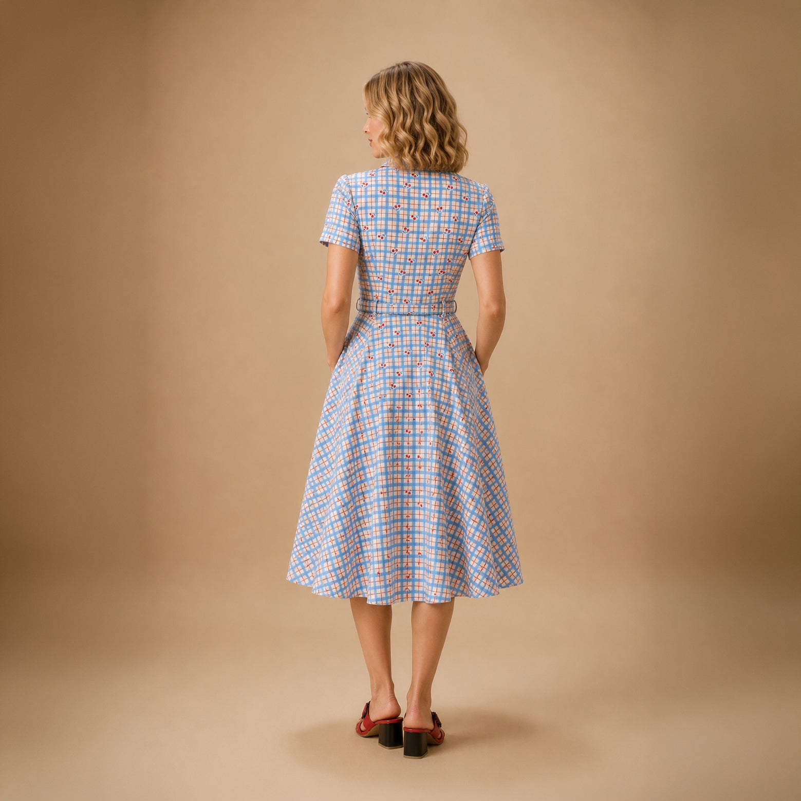 Vestido Blue Bella Cherry Check