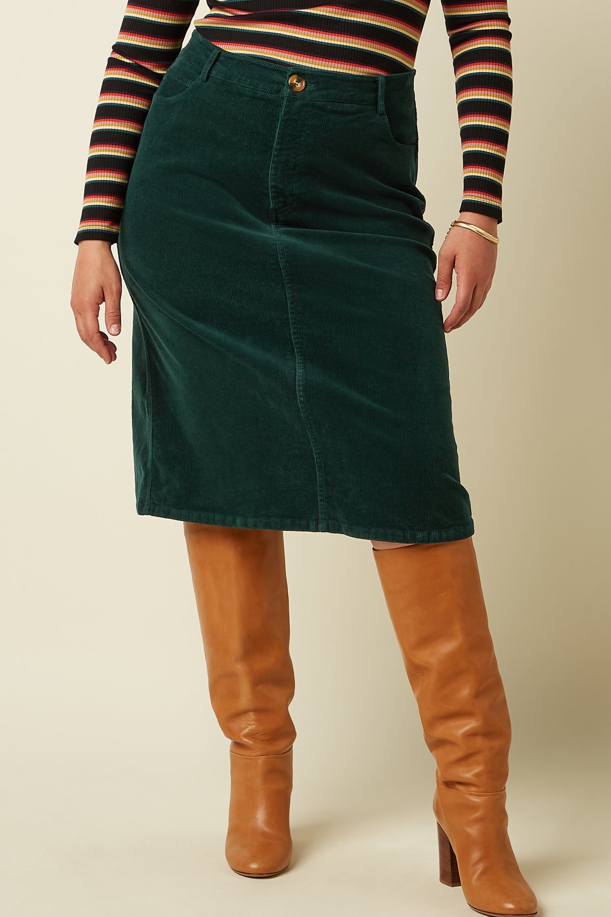 Falda Prisca de pana verde pino
