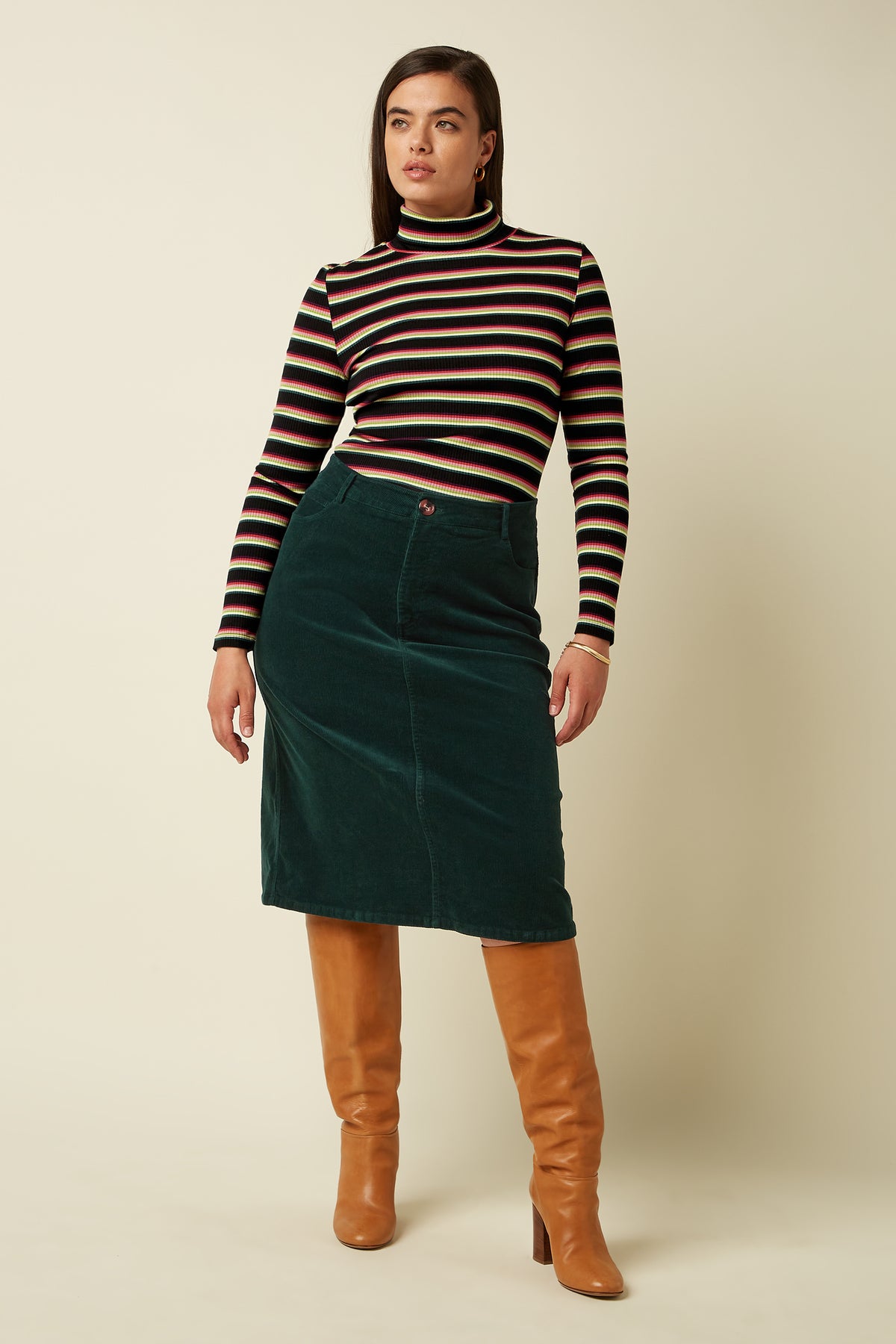 Falda Prisca de pana verde pino