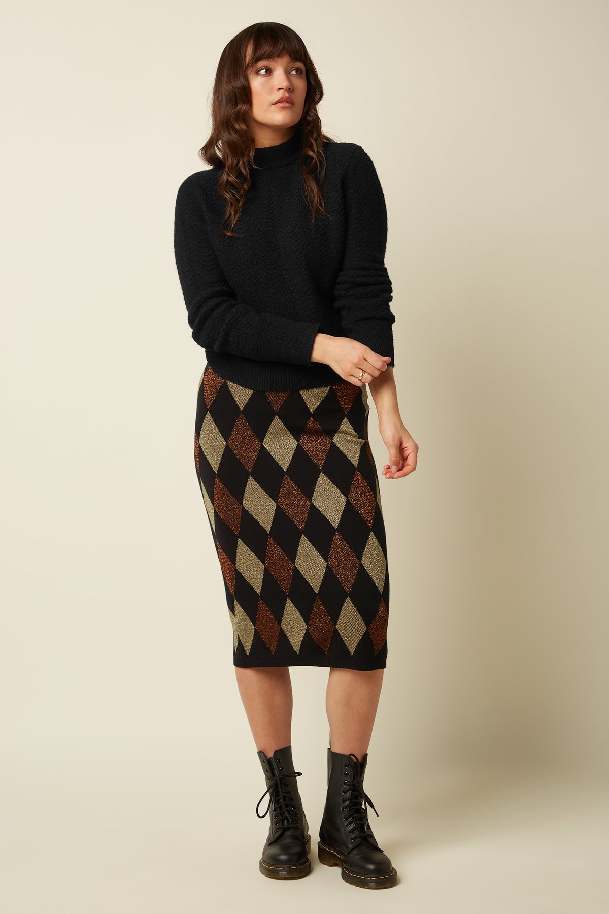 Falda midi Glim negra