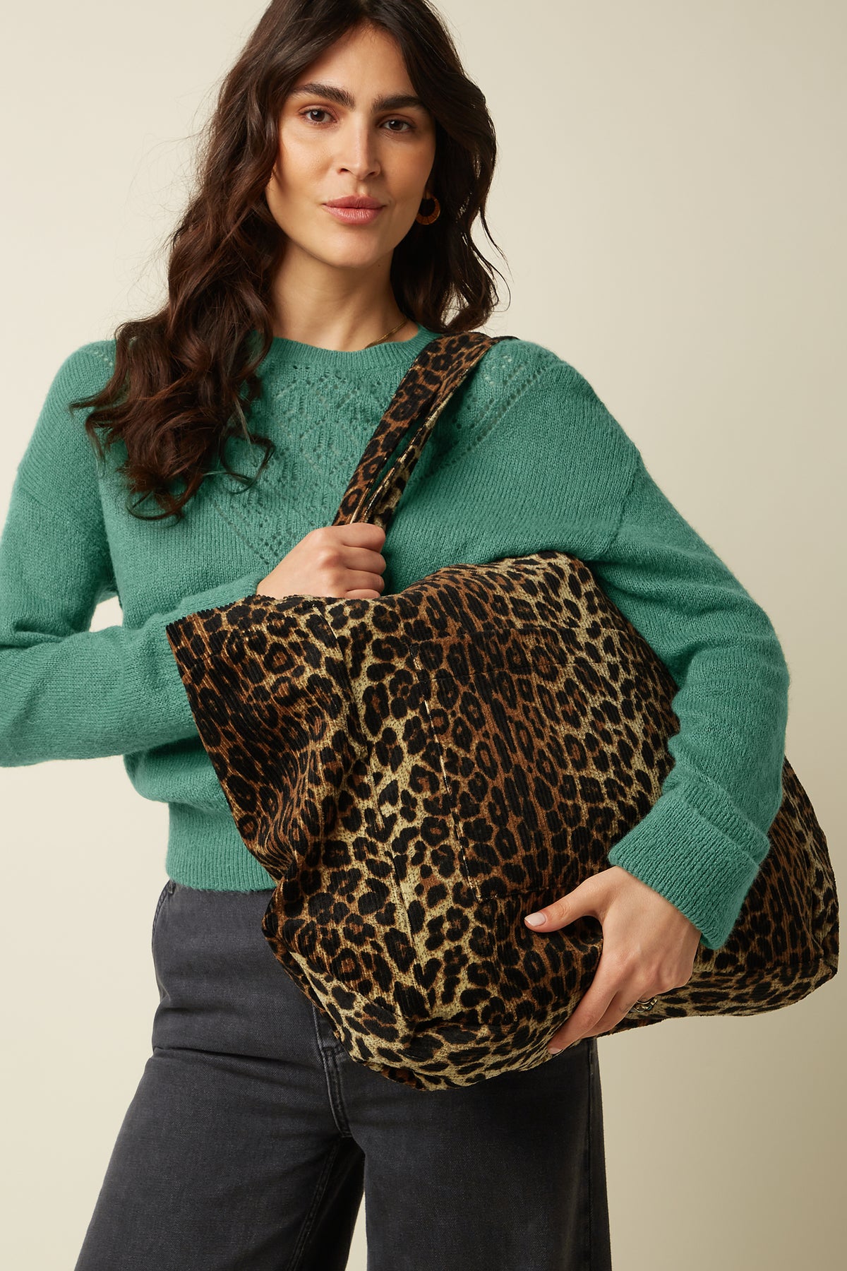 Bolso shopper de pana natural