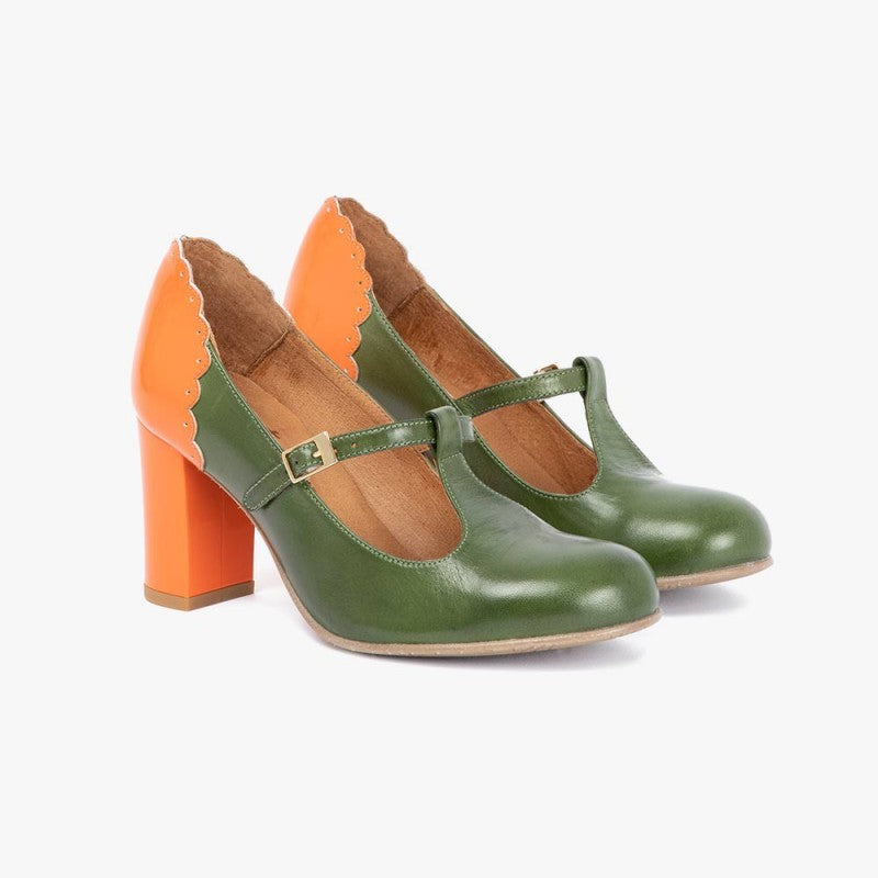 Pamela verde naranja charol